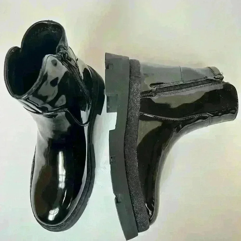 NEW! Steve Madden Kids' Trap Boot in Black Patent Boot
